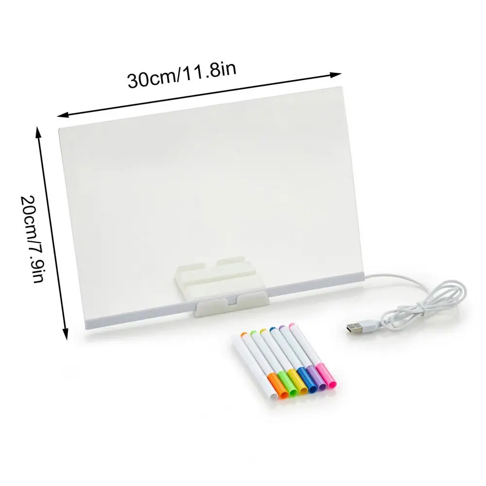 TALYO™ LED Light-Up Writing Board with Colorful Markers – DIY Acrylic Writing Pad with Stand & Erasable Pens for Kids, Important Notes and Welcome Messages