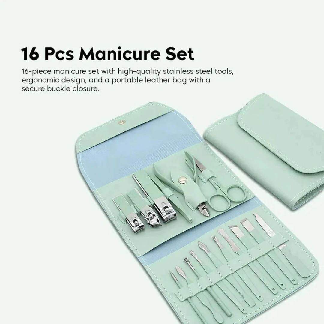 TALYO™ Professional 16PCS Manicure Set With Leather Portable Case - Full Size