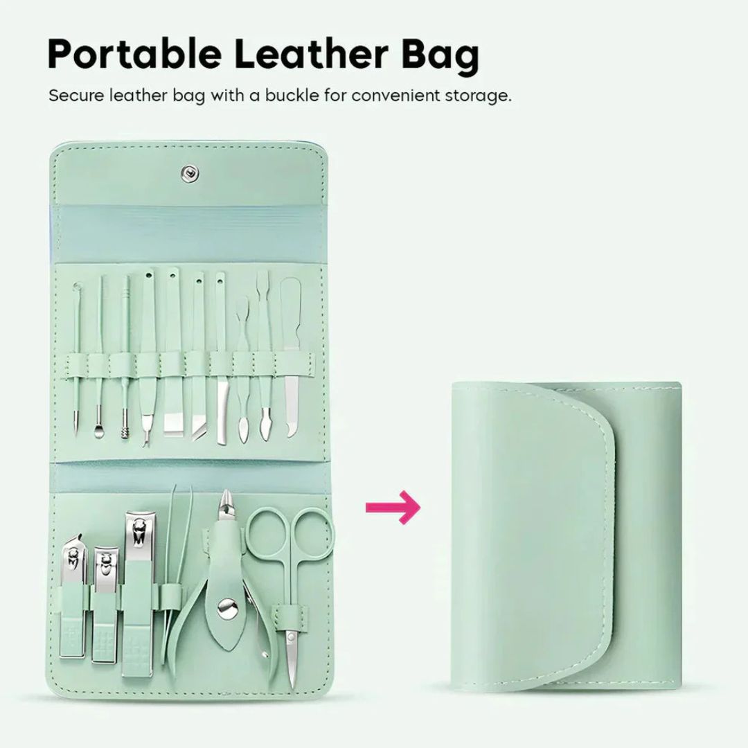 TALYO™ Professional 16PCS Manicure Set With Leather Portable Case - Full Size